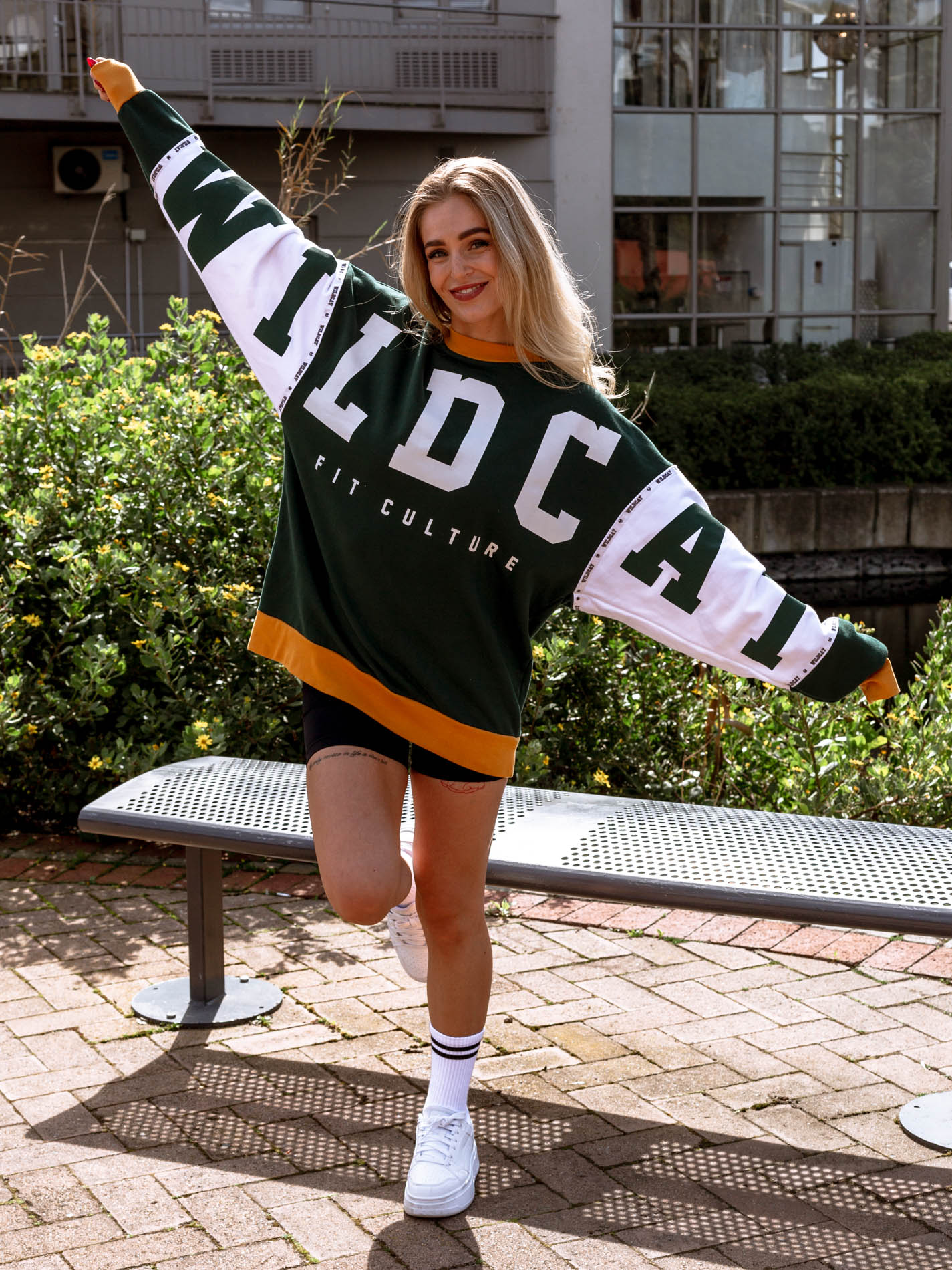 WILDCAT - FIT CULTURE Oversized Fleece Sweatshirt - Green n' Gold
