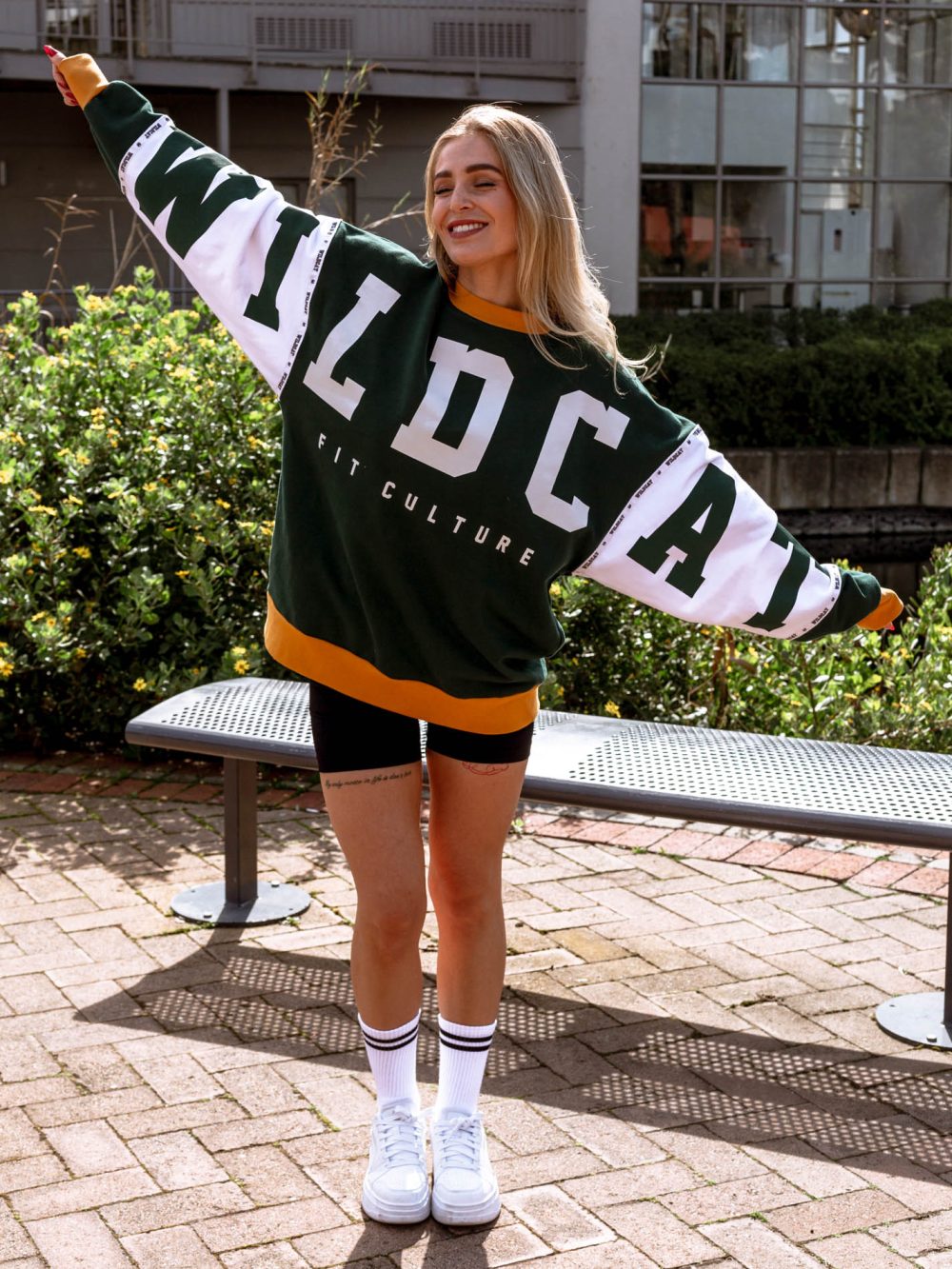 WILDCAT - FIT CULTURE Oversized Fleece Sweatshirt - Green n' Gold - Image 4